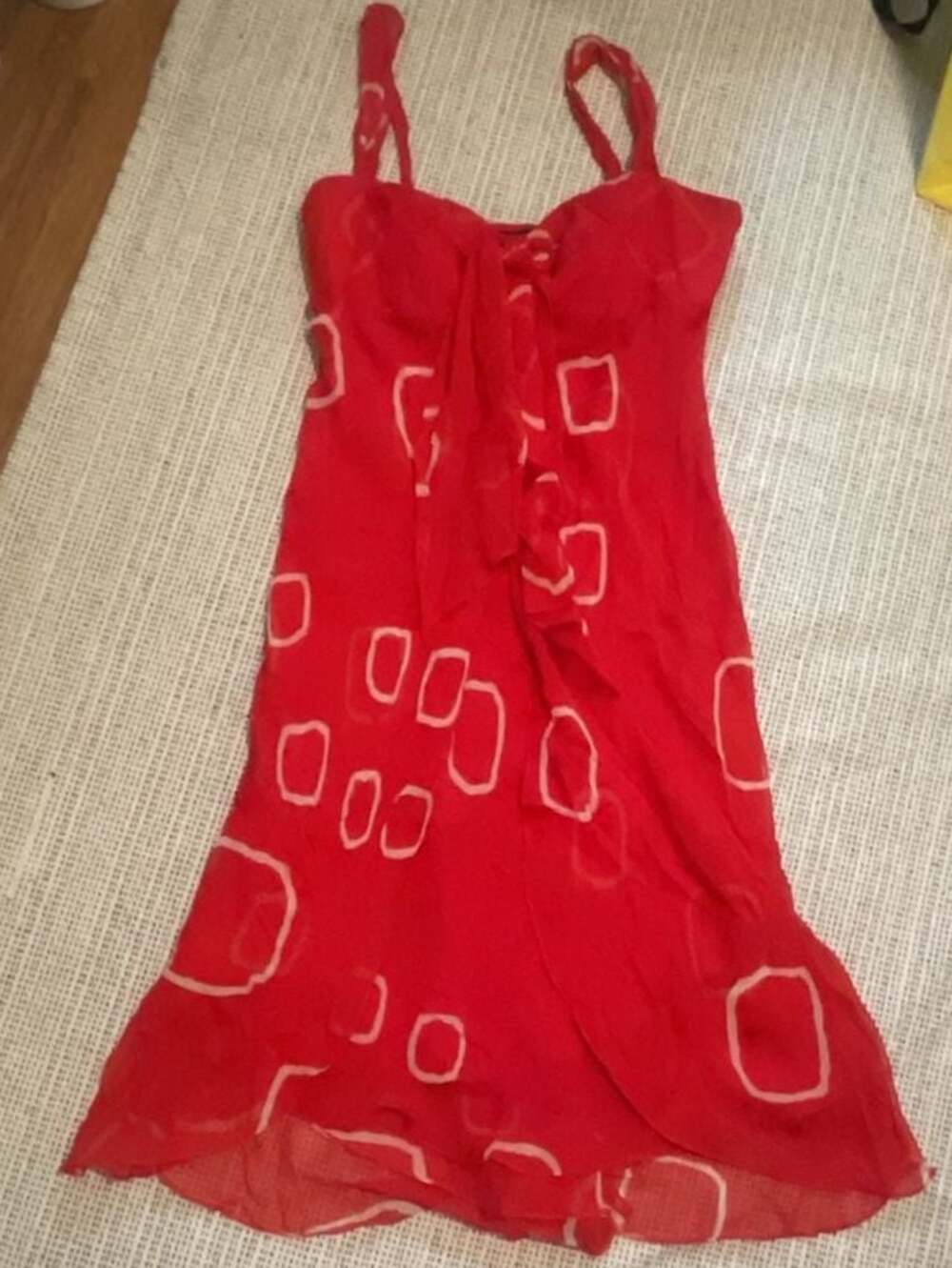 BCBGMAXAZRIA Red Geometric Print Sleeveless Dress Size 8